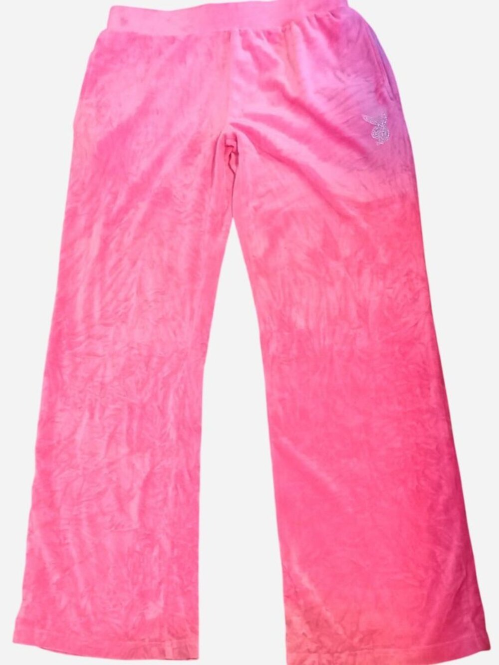 Pink velour Playboy rhinestone logo pants